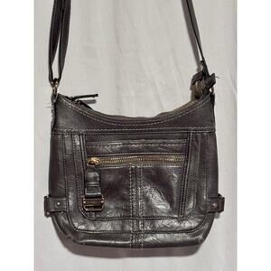 Ellen Tracy Gray Faux Leather Crossbody Bag